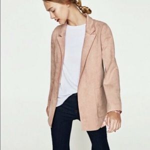 Pink suede Zara blazer jacket